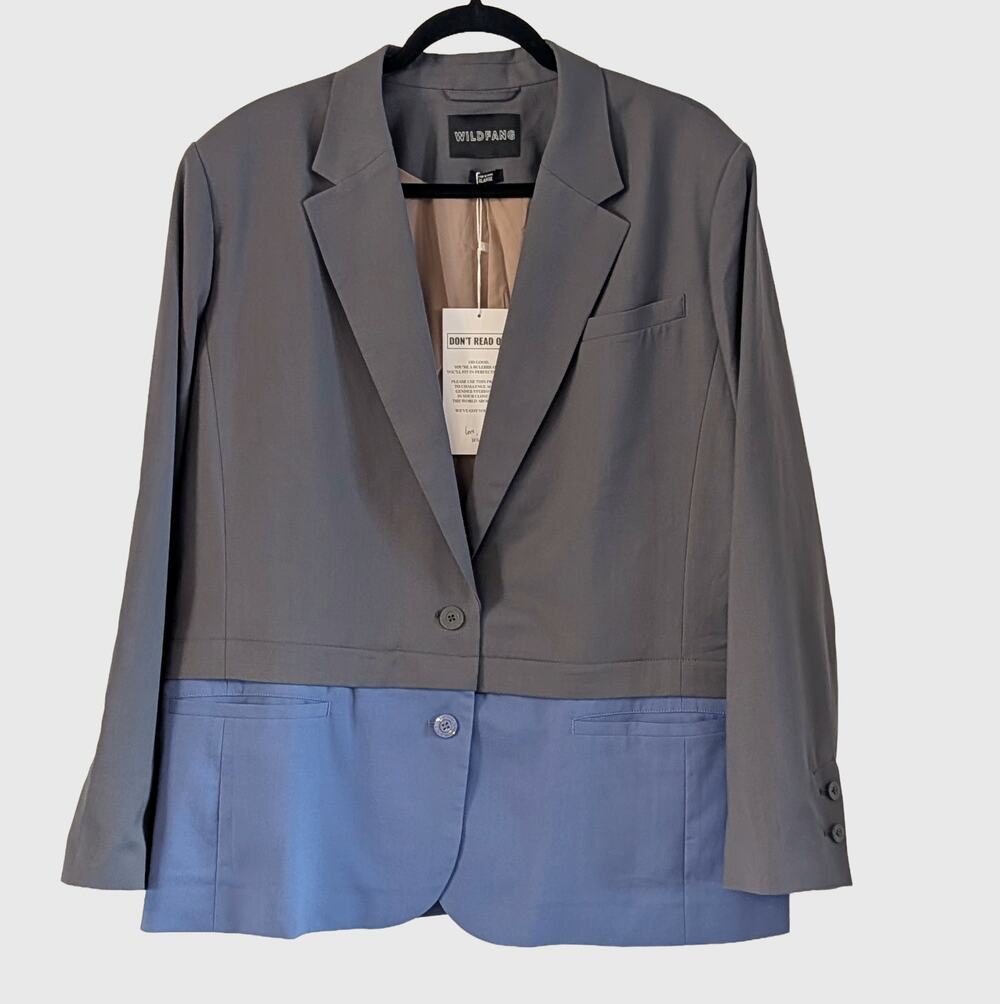 WILDFANG NEW The Empower Convertible Blazer XL Colorblock Zip Off Charcoal Blue